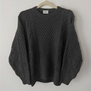 Aritzia Sunday Best Peggy Sweater - Charcoal Grey Oversized Cable Knit Sweater